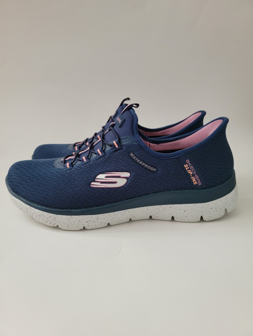 Skechers Hands Free Slip Ins Navy Blue & Pink Sneakers Tennis Shoes Womens 8.5 - Picture 5 of 12
